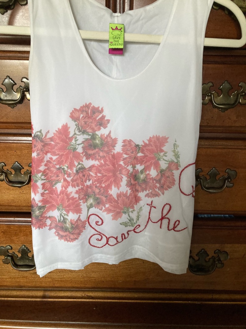 Save The Queen White Floral Tank Top